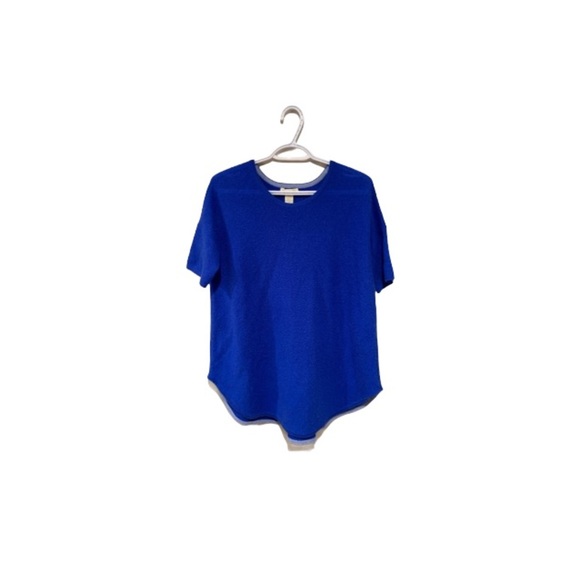 White + Warren Blue Short Sleeved Cashmere Sweater - Women’s Size Small - Picture 1 of 7